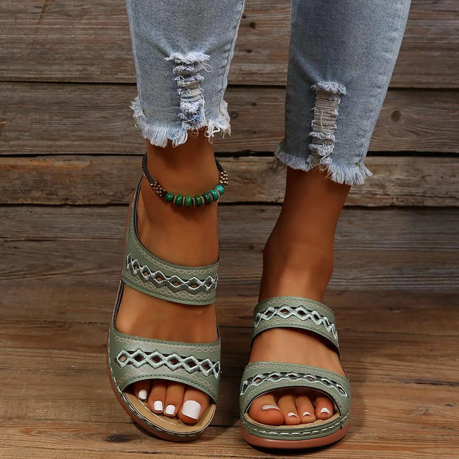 2025 Womens Sandals For Summer And Spring Comfortable Trendy Wedge Platform Arch Support Wide Width Flip Flops