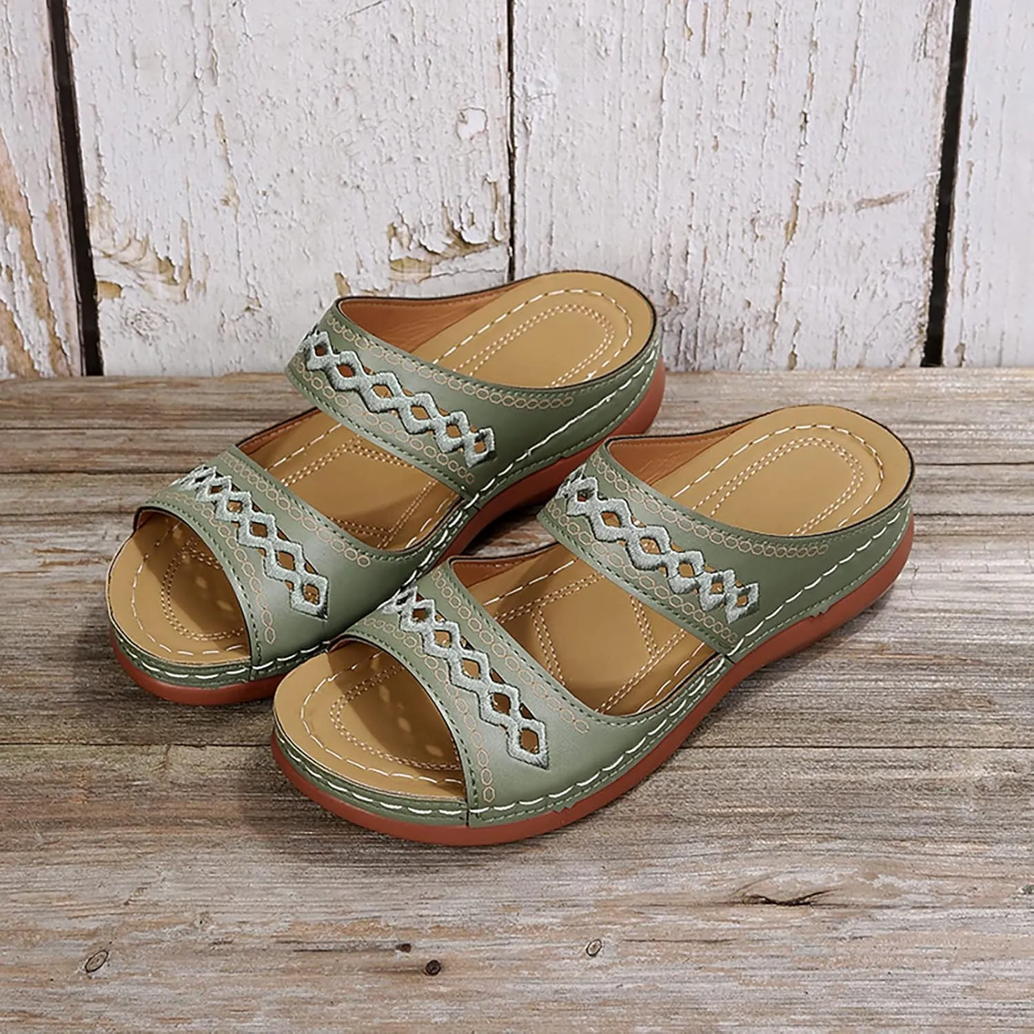 2025 Womens Sandals For Summer And Spring Comfortable Trendy Wedge Platform Arch Support Wide Width Flip Flops
