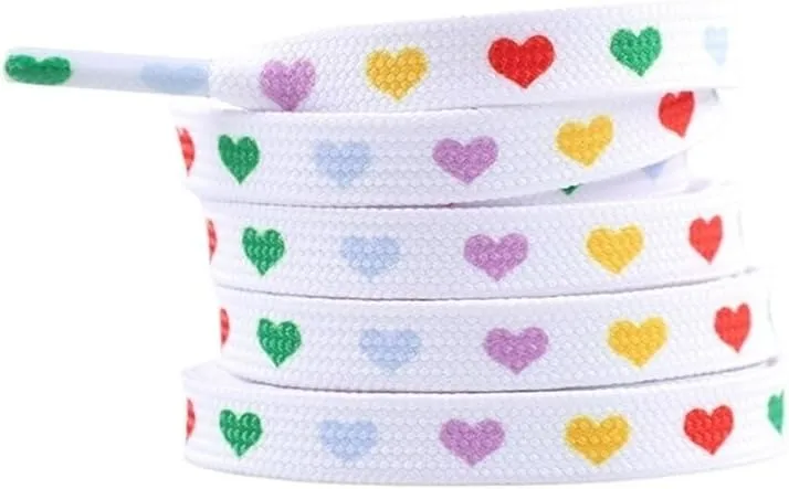3Pairs Flat Love Heart Shoelaces For Women's Men's Sneakers Suitable Fo High Canvas Shoe Laces Sport Shoelace For Shoes