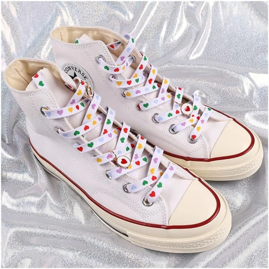 3Pairs Flat Love Heart Shoelaces For Women's Men's Sneakers Suitable Fo High Canvas Shoe Laces Sport Shoelace For Shoes