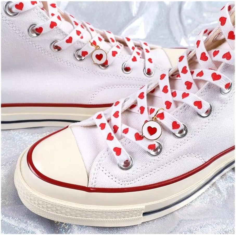 3Pairs Flat Love Heart Shoelaces For Women's Men's Sneakers Suitable Fo High Canvas Shoe Laces Sport Shoelace For Shoes
