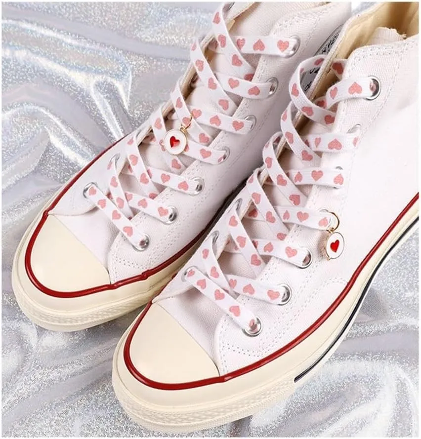 3Pairs Flat Love Heart Shoelaces For Women's Men's Sneakers Suitable Fo High Canvas Shoe Laces Sport Shoelace For Shoes