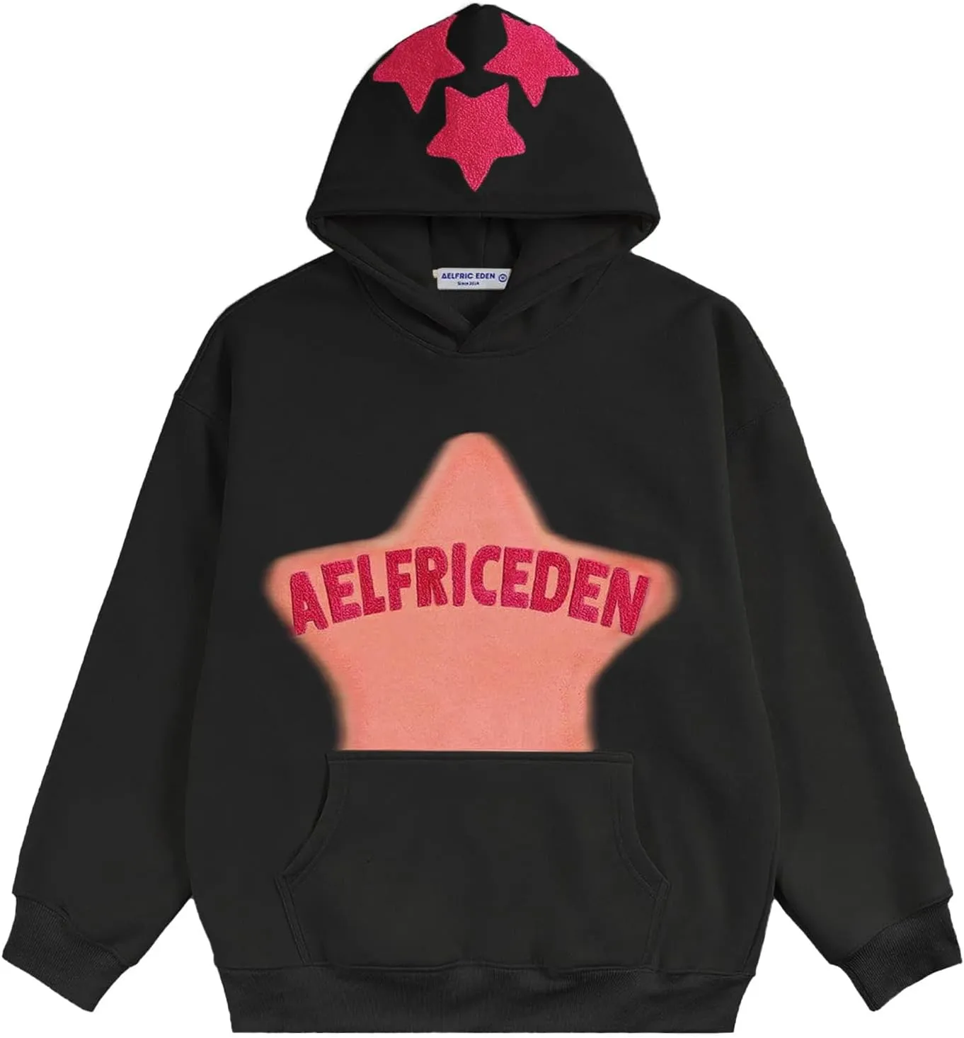 Aelfric Eden Womens Graphic Hoodies Pink Star Print Hoodie Unisex Oversized Hoodies Long Sleeve Pocket Pullover