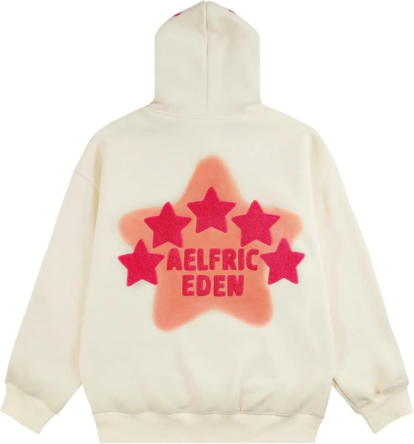 Aelfric Eden Womens Graphic Hoodies Pink Star Print Hoodie Unisex Oversized Hoodies Long Sleeve Pocket Pullover