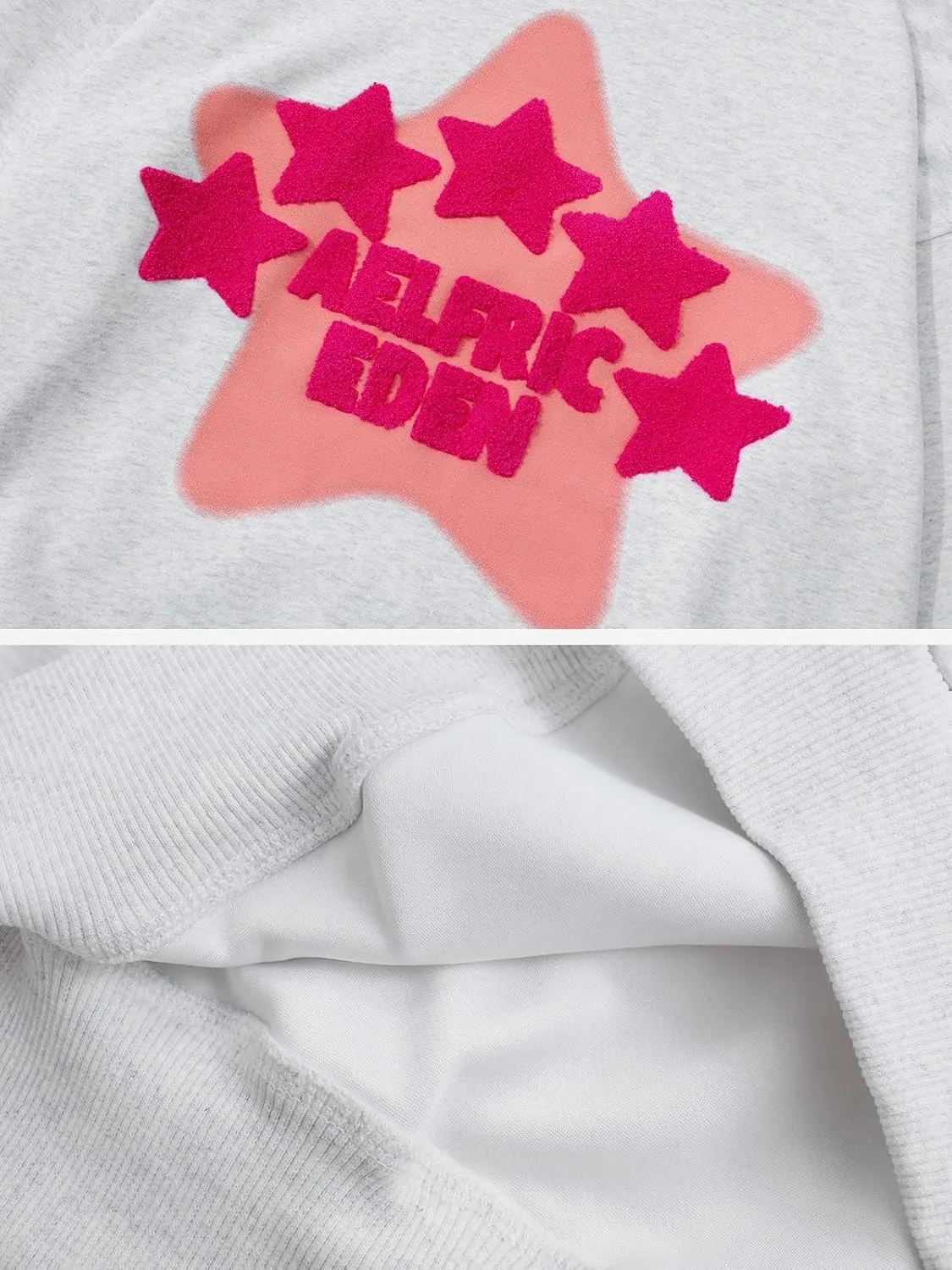 Aelfric Eden Womens Graphic Hoodies Pink Star Print Hoodie Unisex Oversized Hoodies Long Sleeve Pocket Pullover