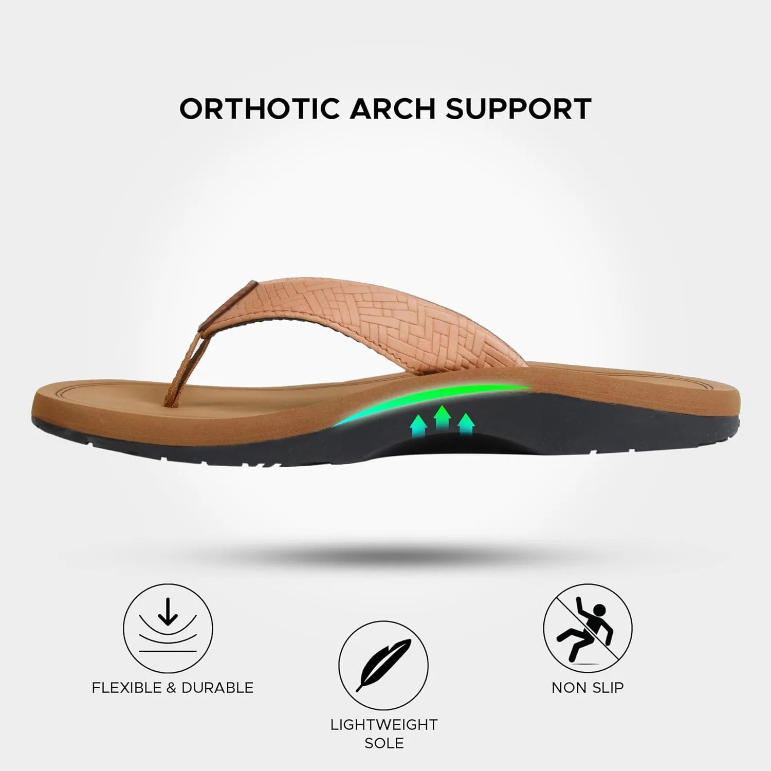 AEROTHOTIC Flip Flops Arch Support Womens – Slip On Recovery Plantar Fasciitis Relief Orthotic Slippers – Lightweight Thong Cushioning Sandals Women – Indoor Outdoor Beach Yoga Mat Footbed Footwear