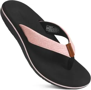 AEROTHOTIC Flip Flops Arch Support Womens – Slip On Recovery Plantar Fasciitis Relief Orthotic Slippers – Lightweight Thong Cushioning Sandals Women – Indoor Outdoor Beach Yoga Mat Footbed Footwear