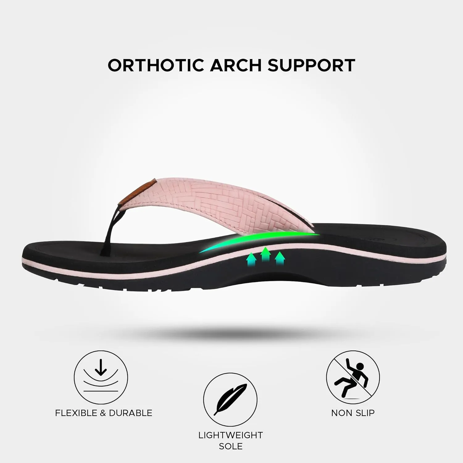 AEROTHOTIC Flip Flops Arch Support Womens – Slip On Recovery Plantar Fasciitis Relief Orthotic Slippers – Lightweight Thong Cushioning Sandals Women – Indoor Outdoor Beach Yoga Mat Footbed Footwear