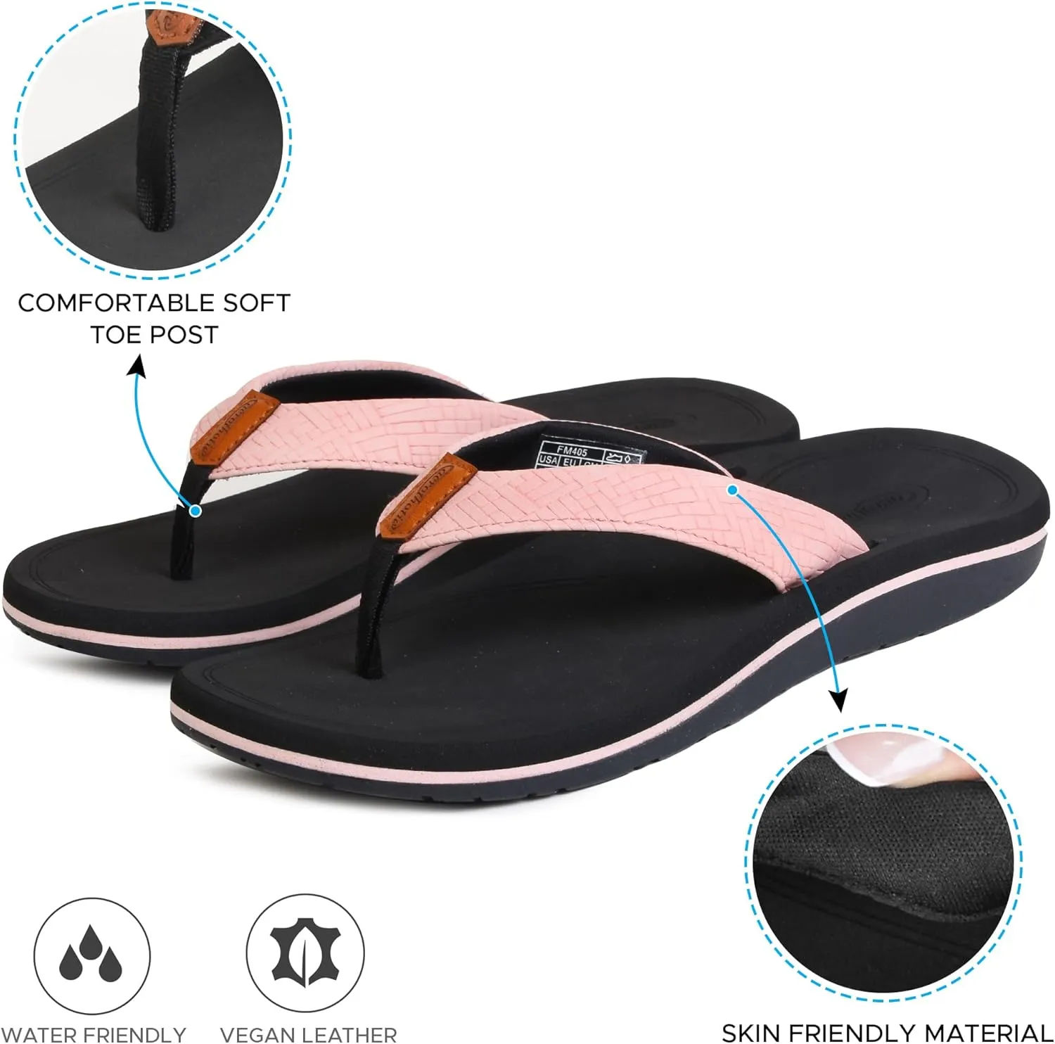 AEROTHOTIC Flip Flops Arch Support Womens – Slip On Recovery Plantar Fasciitis Relief Orthotic Slippers – Lightweight Thong Cushioning Sandals Women – Indoor Outdoor Beach Yoga Mat Footbed Footwear