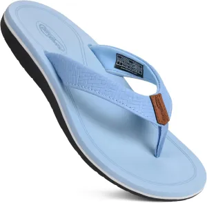 AEROTHOTIC Flip Flops Arch Support Womens – Slip On Recovery Plantar Fasciitis Relief Orthotic Slippers – Lightweight Thong Cushioning Sandals Women – Indoor Outdoor Beach Yoga Mat Footbed Footwear