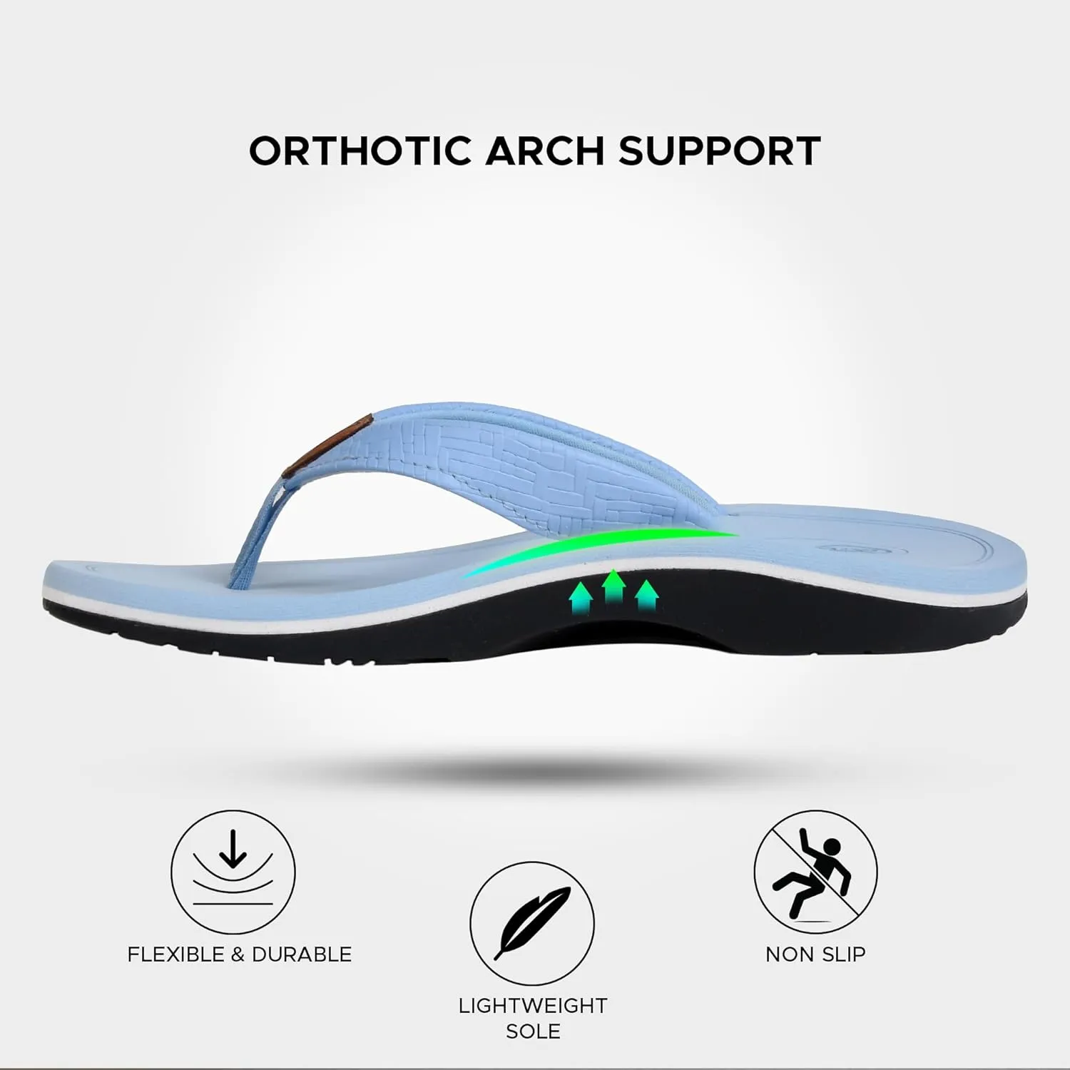 AEROTHOTIC Flip Flops Arch Support Womens – Slip On Recovery Plantar Fasciitis Relief Orthotic Slippers – Lightweight Thong Cushioning Sandals Women – Indoor Outdoor Beach Yoga Mat Footbed Footwear