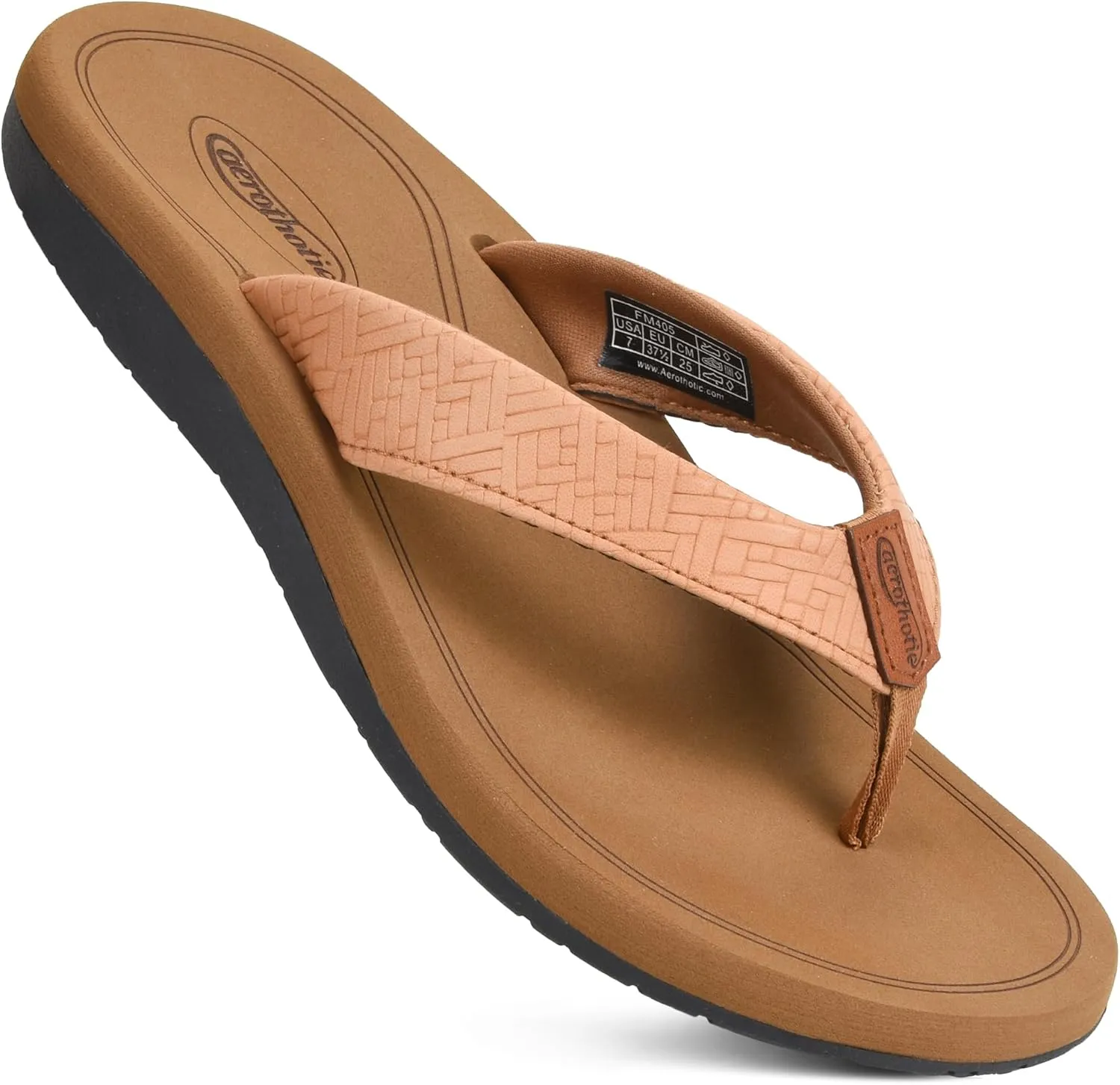 AEROTHOTIC Flip Flops Arch Support Womens – Slip On Recovery Plantar Fasciitis Relief Orthotic Slippers – Lightweight Thong Cushioning Sandals Women – Indoor Outdoor Beach Yoga Mat Footbed Footwear