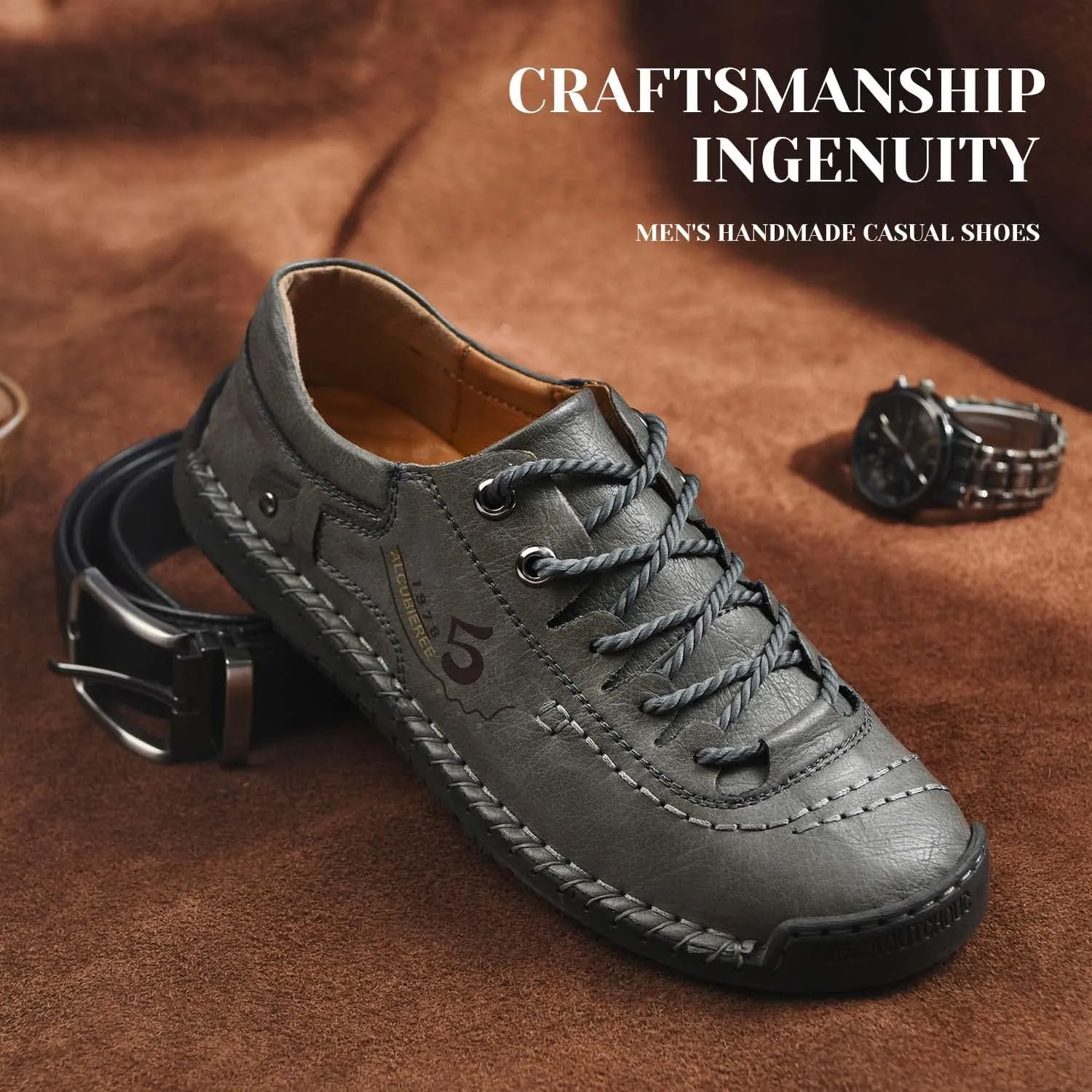 alcubieree Mens Leather Casual Shoes Comfortable Fashion Sneakers Loafers Lightweight Dress Walking Driving Shoes for Men（Size 7.5-13）