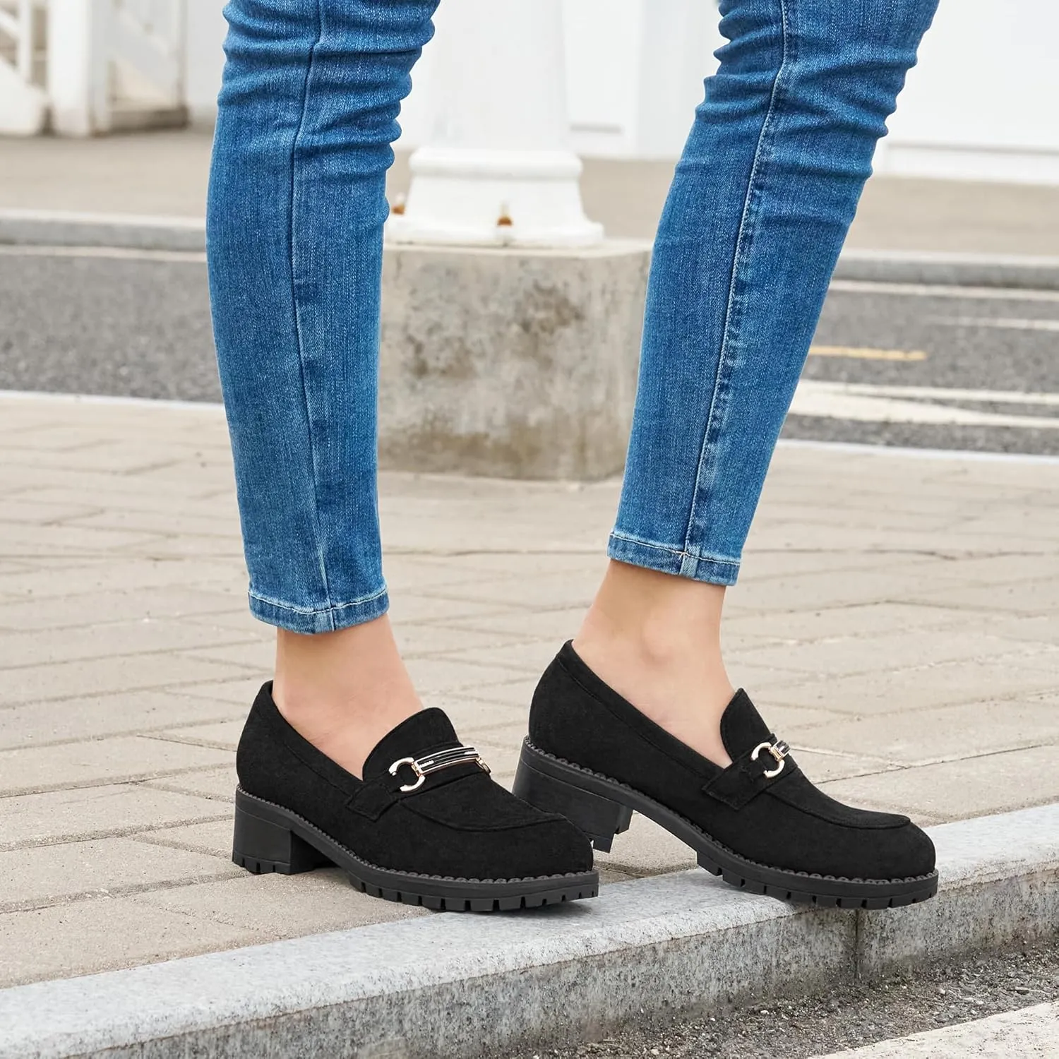 Alicegana Platform Loafers for Women Fashion: Comfortable Suede Chunky Penny Loafer Casual Slip on Dress Business Work Shoes