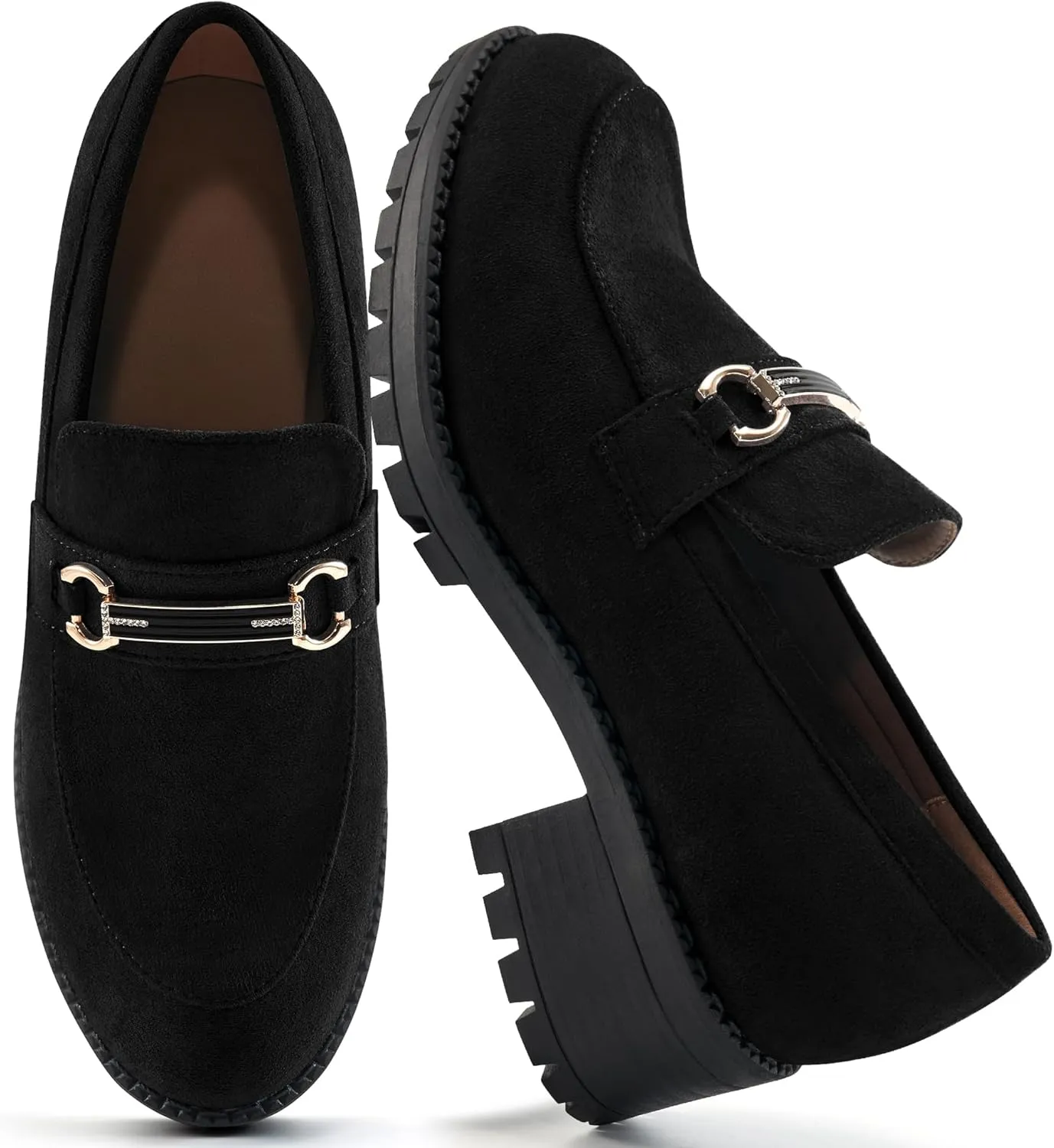 Alicegana Platform Loafers for Women Fashion: Comfortable Suede Chunky Penny Loafer Casual Slip on Dress Business Work Shoes