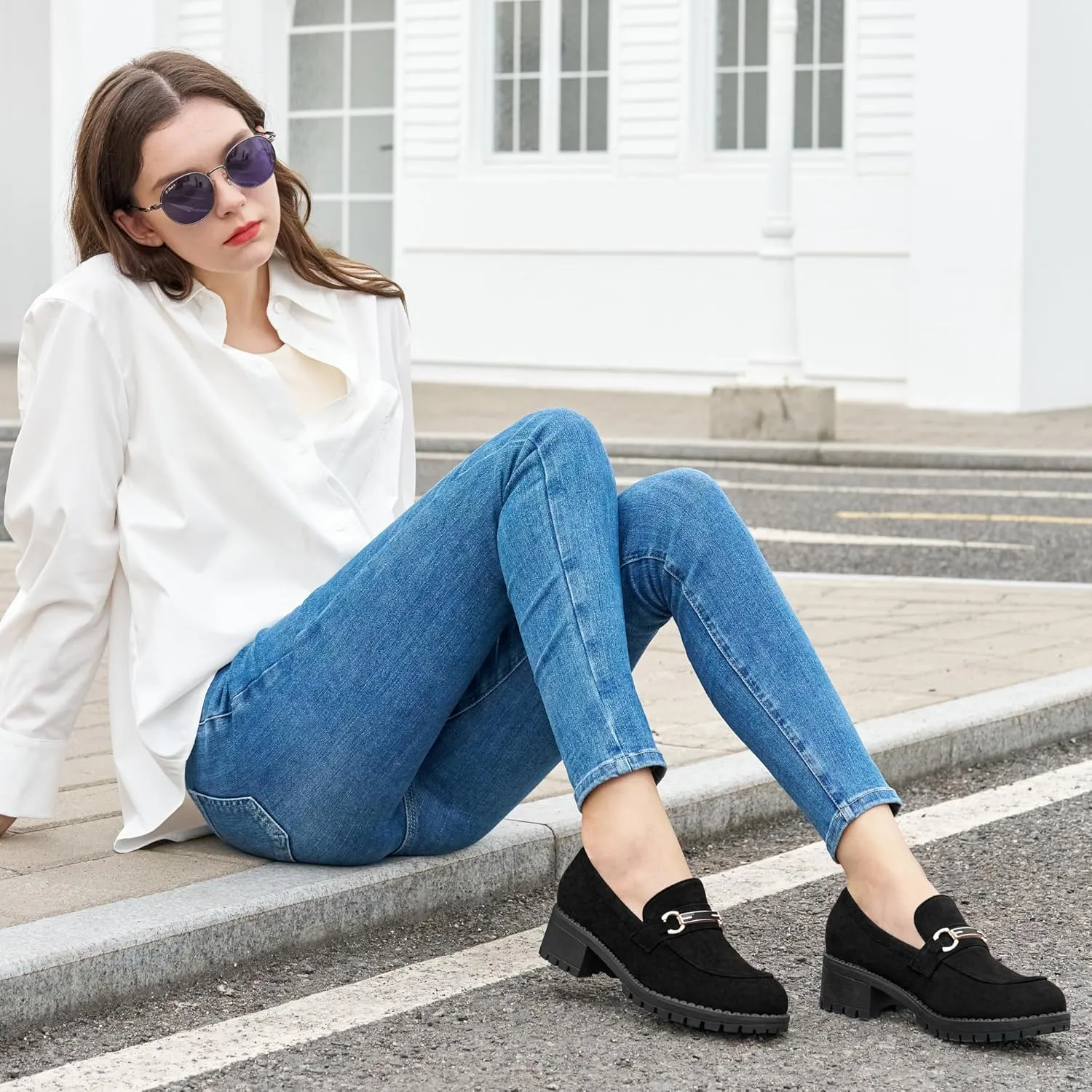 Alicegana Platform Loafers for Women Fashion: Comfortable Suede Chunky Penny Loafer Casual Slip on Dress Business Work Shoes