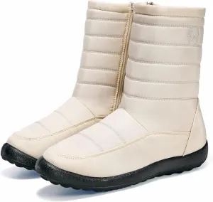 Alicegana Womens Winter Snow Boots for Women Waterproof Warm Fur Lining Mid Calf Boots with Zipper Comfortable Outdoor Shoes