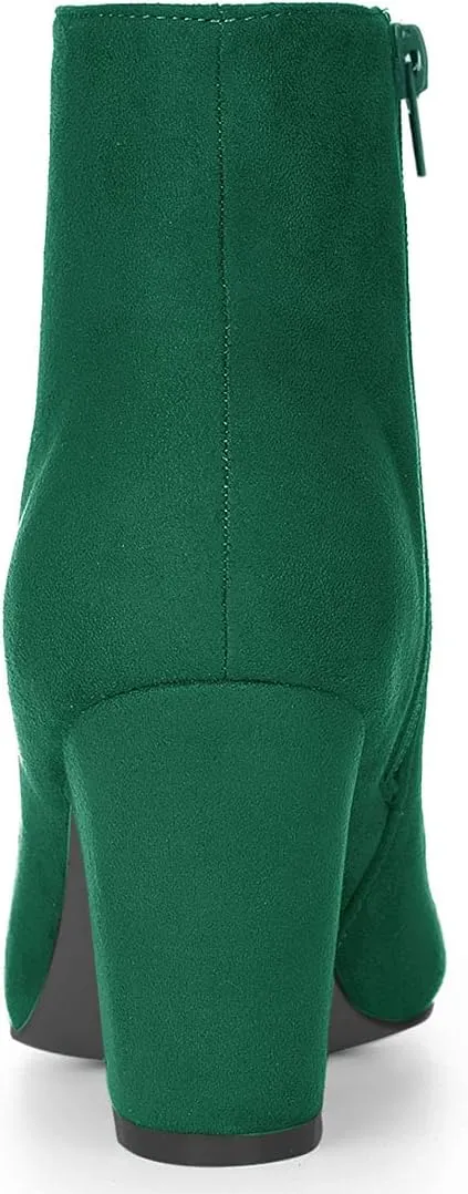 Allegra K Women's Round Toe Chunky Heel Ankle Boots