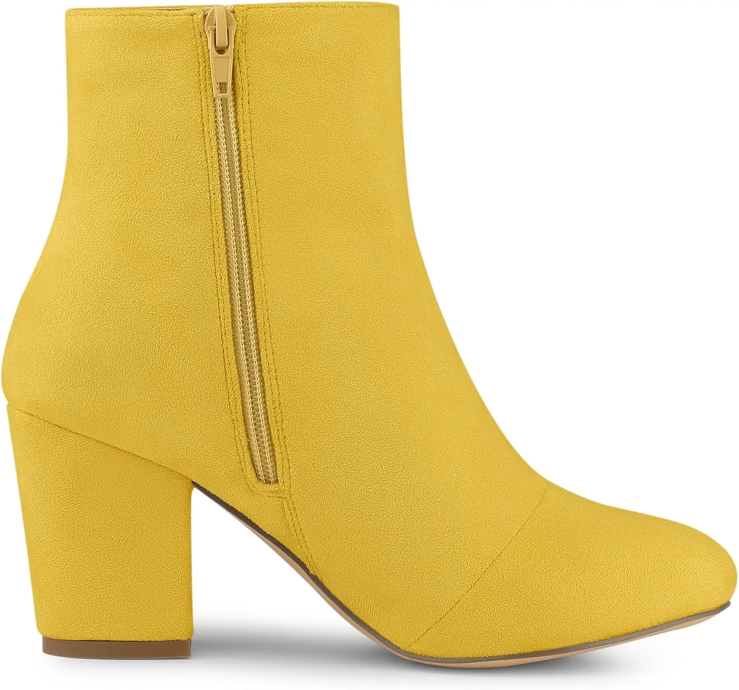 Allegra K Women's Round Toe Chunky Heel Ankle Boots