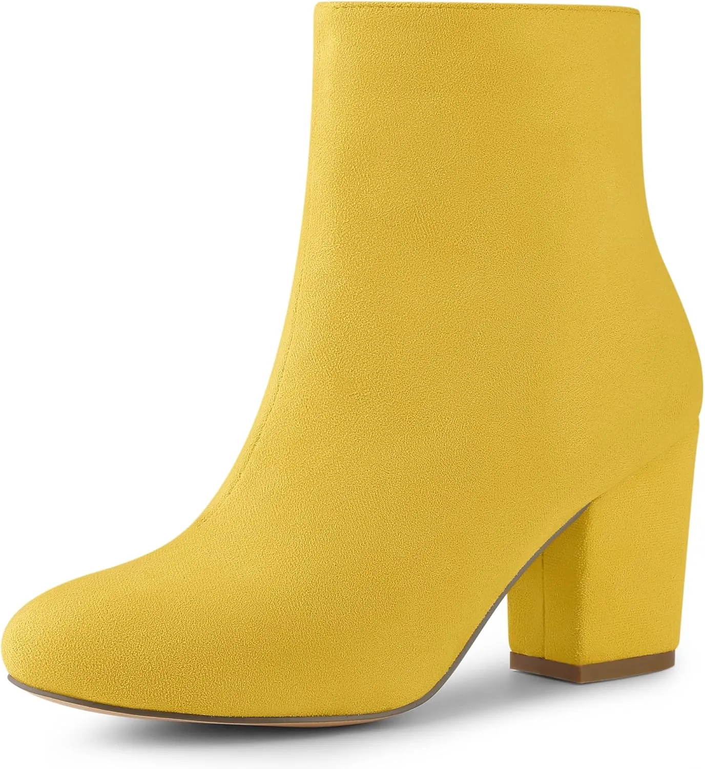 Allegra K Women's Round Toe Chunky Heel Ankle Boots