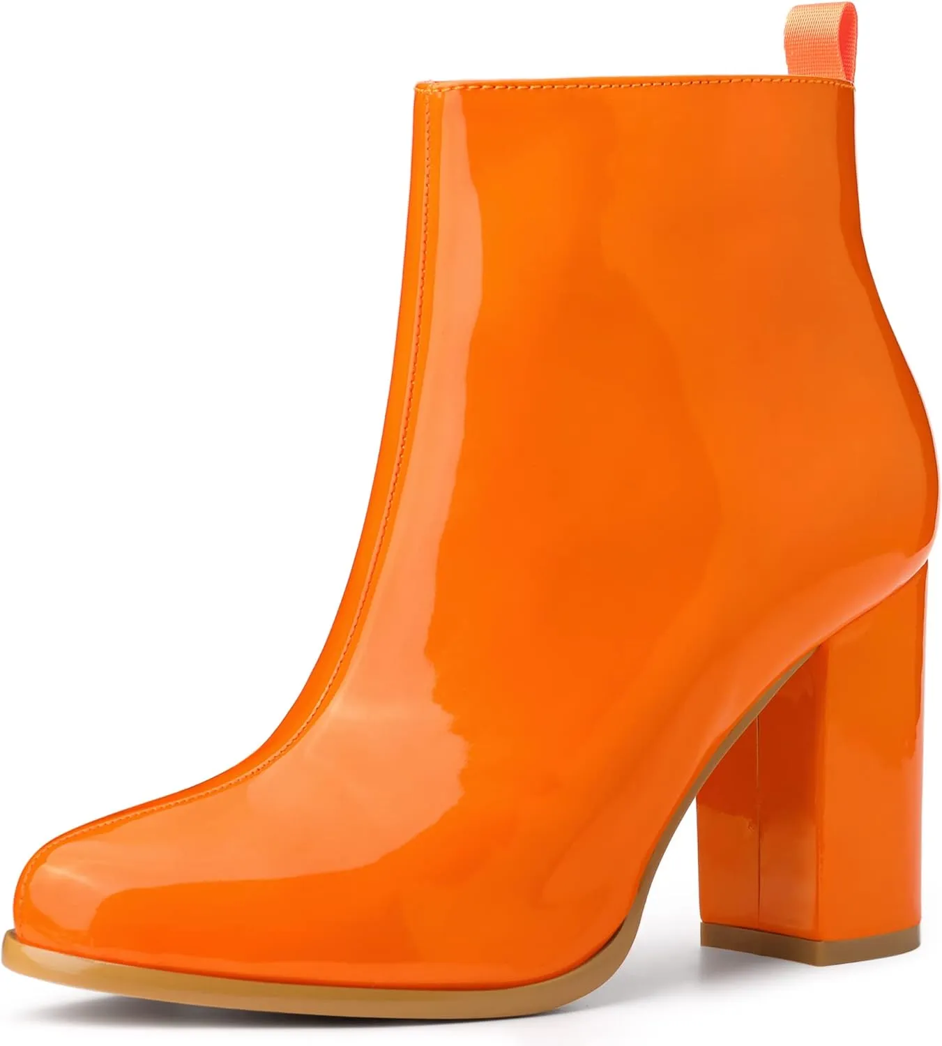 Allegra K Women's Round Toe Zipper Chunky Heels Ankle Boots