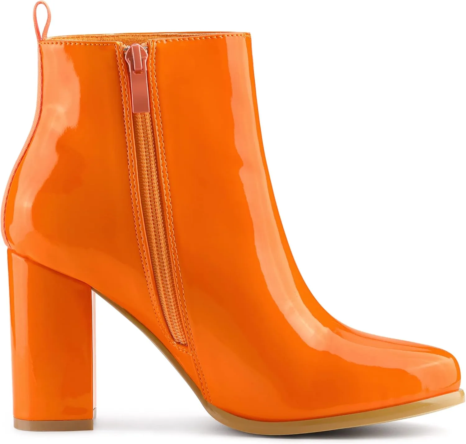 Allegra K Women's Round Toe Zipper Chunky Heels Ankle Boots