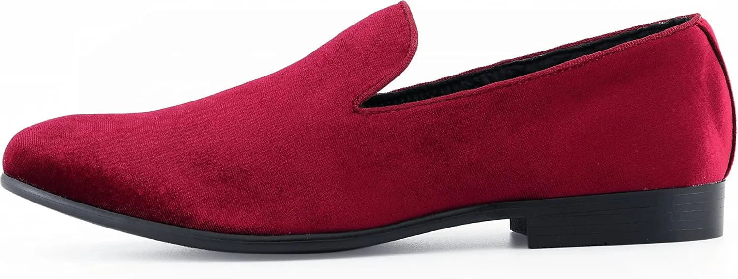 Amali Fishman Men’s Dress Shoes Plush Velvet with a Quilted Design Slip-on Driver Shoes for Men Velvet Loafers The Original Smoking Men Tuxedo Slipper Shoes