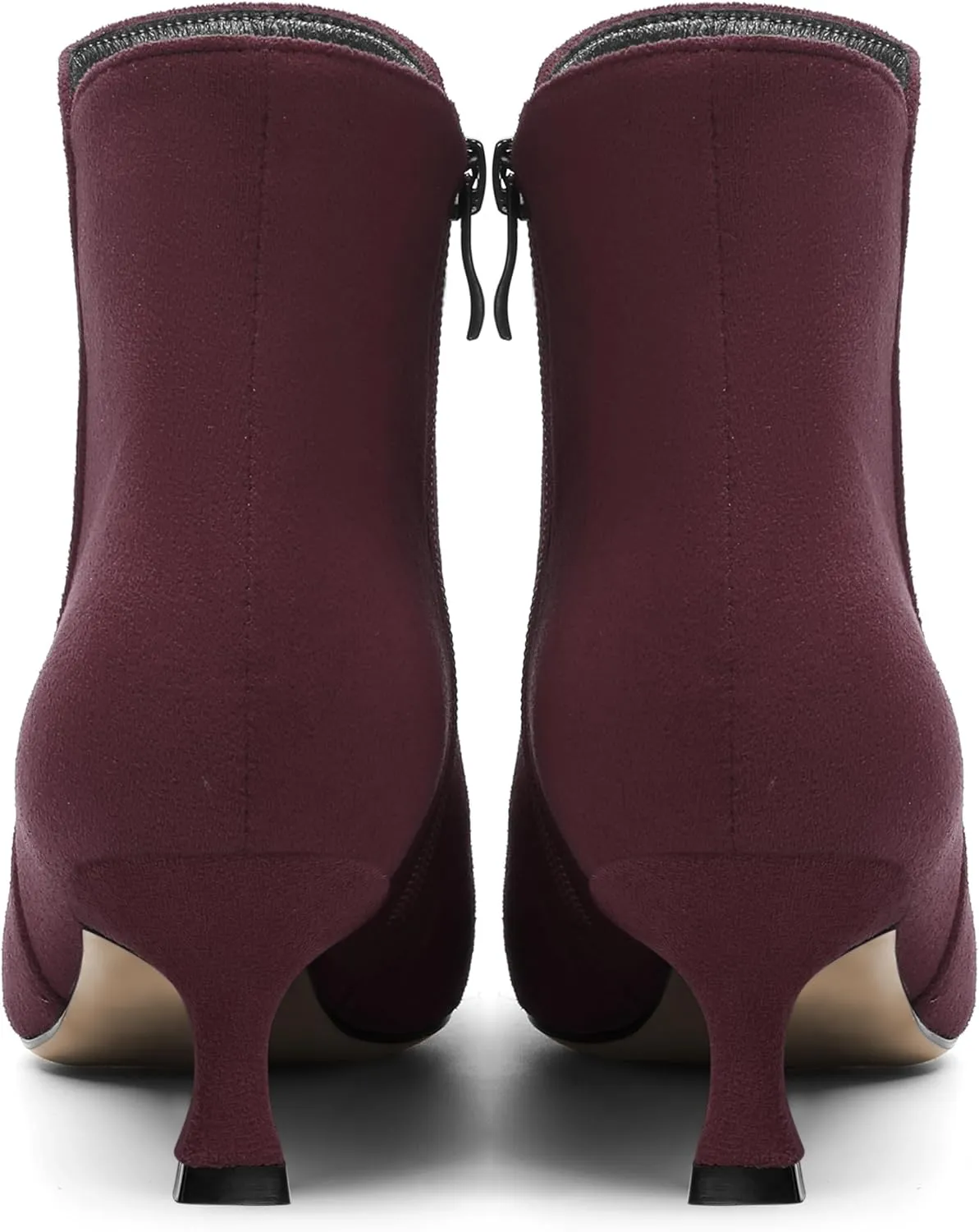 AMBELIGHT Womens Pointed Toe Suede Zip Fashion Solid Dating Kitten Low Heel Ankle High Boots 2 Inch