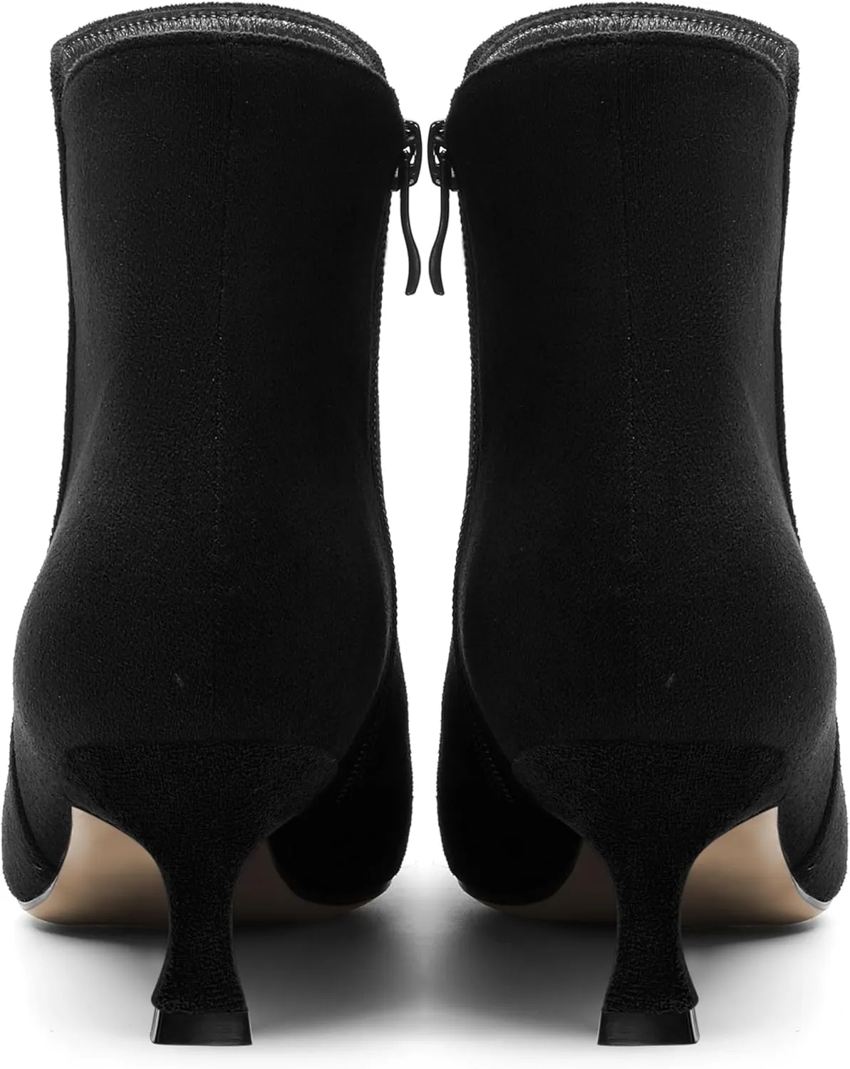 AMBELIGHT Womens Pointed Toe Suede Zip Fashion Solid Dating Kitten Low Heel Ankle High Boots 2 Inch