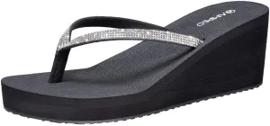 Ampeo Women's Wedge Sandals Rhinestone Thong Platform Flip Flops