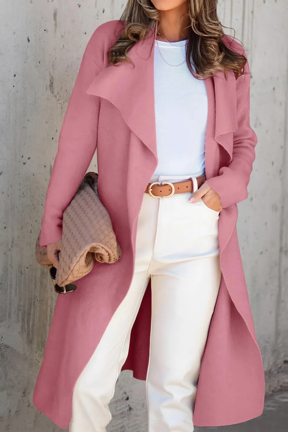 Angerella Women's Casual Long Sleeve Draped Open Front Knit Long Cardigan Sweater Outwear Coats with Pocket