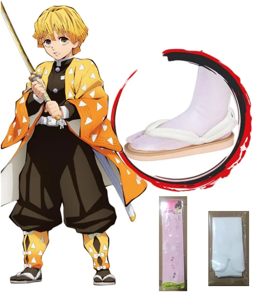 Anime Cosplay Clog Shoes Tanjiro Sandals Japanese Slippers Wooden Shoes with Socks