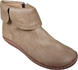 Ankle Boots for Women Flat Heel Round Toe Booties Fashion Side Zip Vintage Boots Low Heel Arch Support Booties