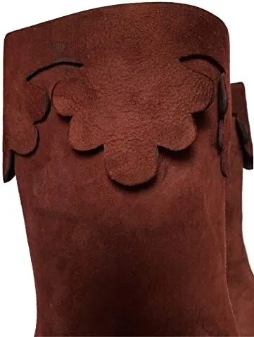 AnNafi Medieval Brown Leather Boots | Men's Knee High Side Lace Boots | Renaissance & Viking Cosplay Boots | Size 12.5