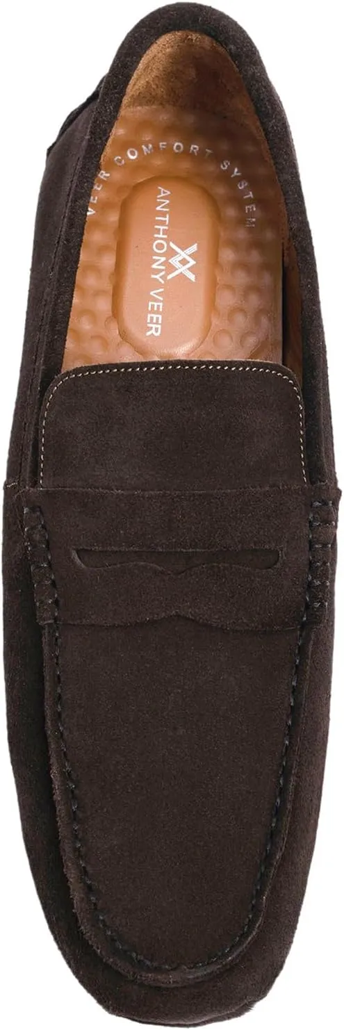 Anthony Veer Cruise Driver Penny Loafers for Men | Slip-On | Tubular Construction | Leather Lining | Ortholite Cushioned Footbed | Rubber Outsole