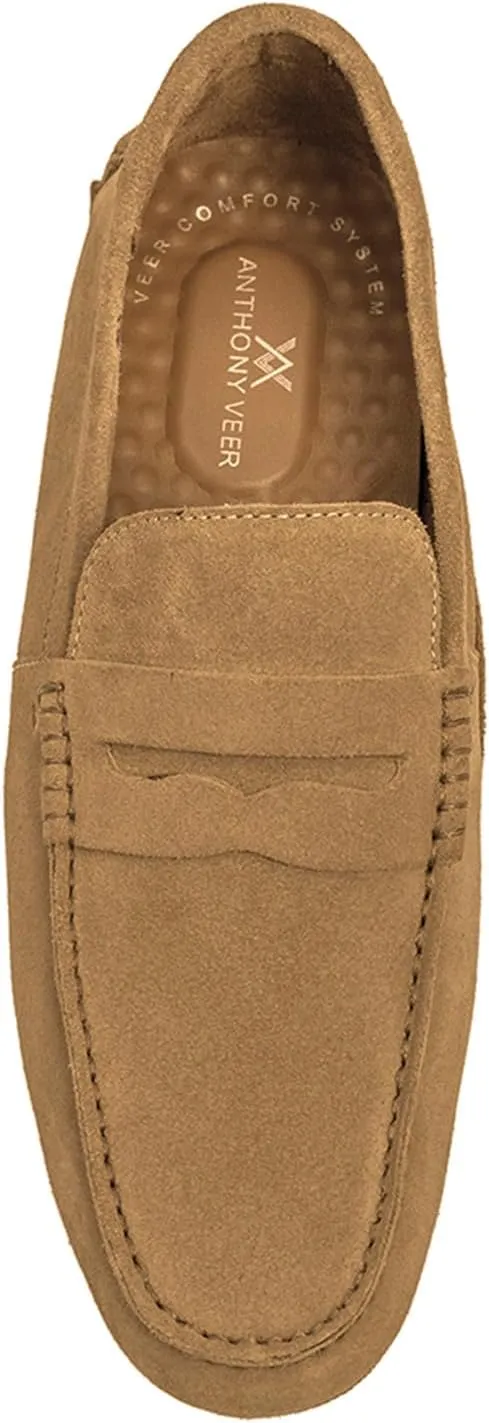Anthony Veer Cruise Driver Penny Loafers for Men | Slip-On | Tubular Construction | Leather Lining | Ortholite Cushioned Footbed | Rubber Outsole