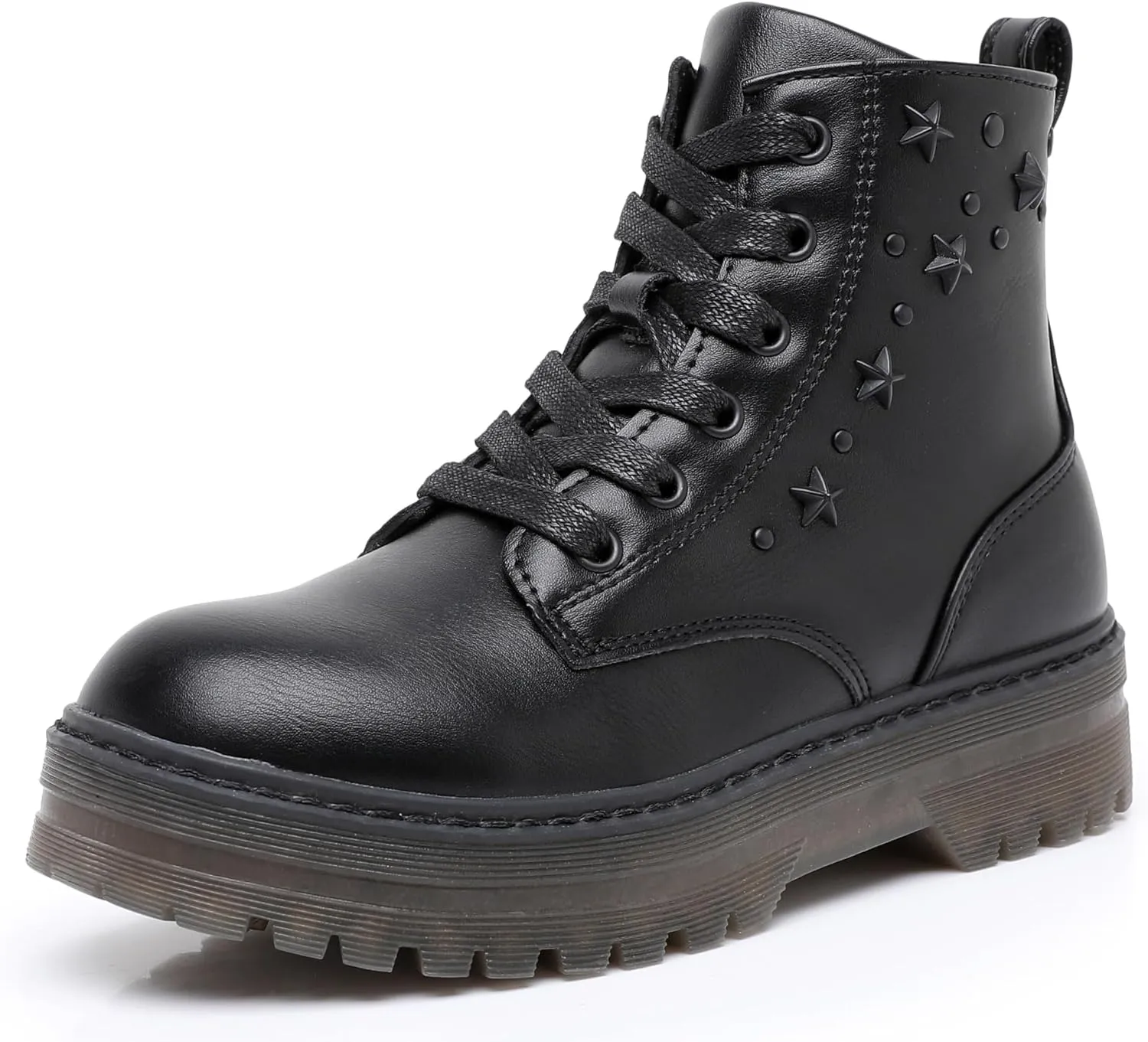 Apakowa Girls Combat Boots Girls Ankle Booties Lace Up With Side Zipper (Toddler/Little Kid/Big Kid)