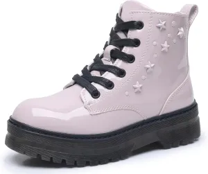 Apakowa Girls Combat Boots Girls Ankle Booties Lace Up With Side Zipper (Toddler/Little Kid/Big Kid)