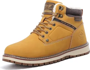 ARRIGO BELLO Mens Winter Boots Snow Casual Booties Warm Fur Mesh Lined Ankle Outdoor Lightweight Non-Slip Trekking Walking Leather Shoes