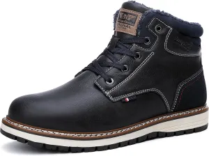 ARRIGO BELLO Mens Winter Boots Snow Casual Booties Warm Fur Mesh Lined Ankle Outdoor Lightweight Non-Slip Trekking Walking Leather Shoes
