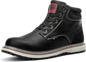 ARRIGO BELLO Mens Winter Boots Snow Casual Booties Warm Fur Mesh Lined Ankle Outdoor Lightweight Non-Slip Trekking Walking Leather Shoes