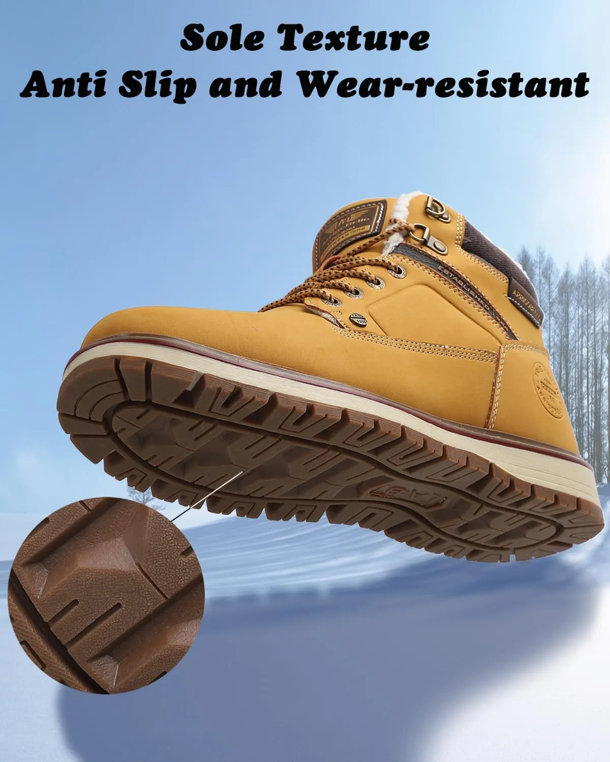ARRIGO BELLO Mens Winter Boots Snow Casual Booties Warm Fur Mesh Lined Ankle Outdoor Lightweight Non-Slip Trekking Walking Leather Shoes