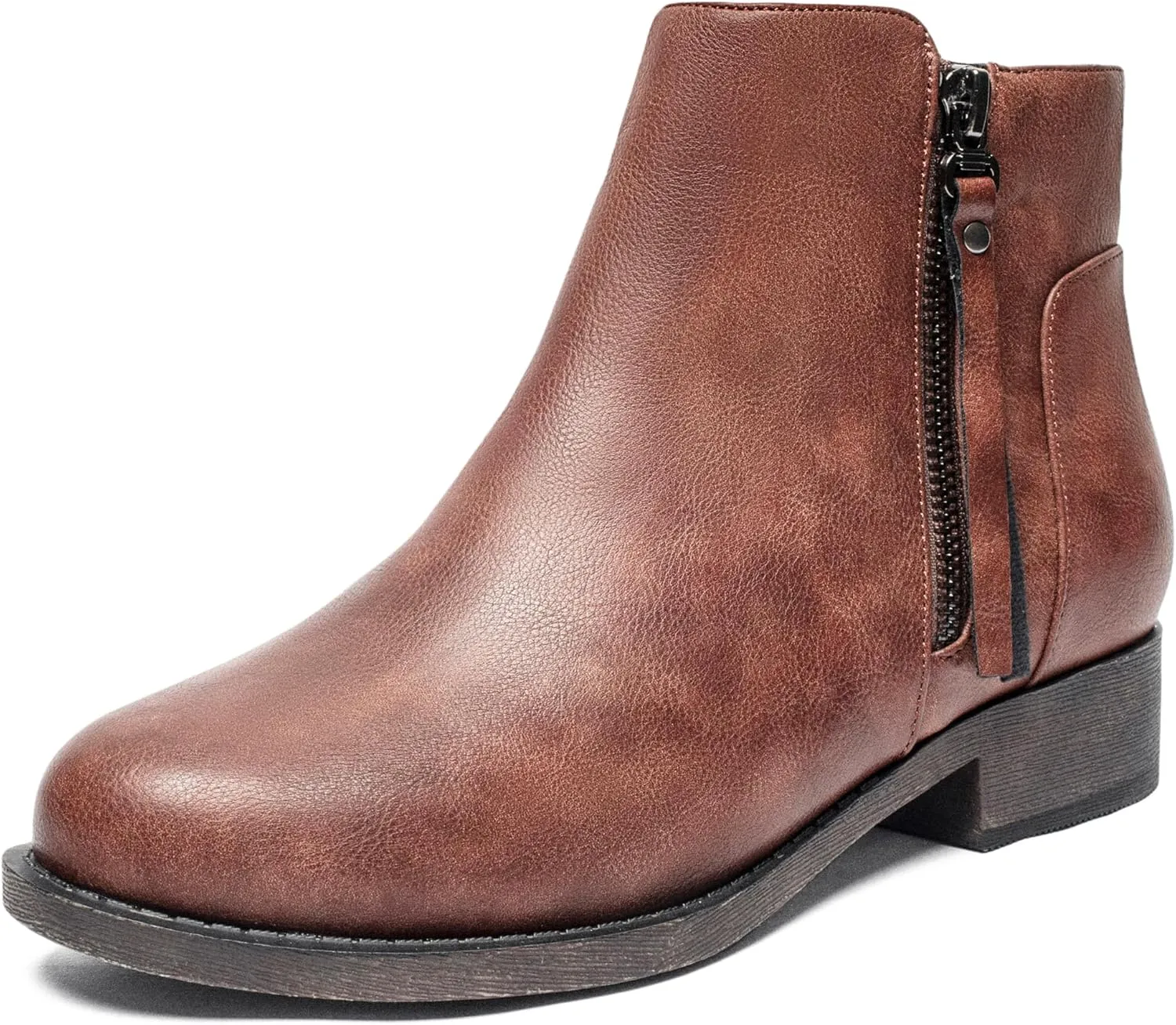 Ataiwee Women's Ankle Boots - Classic Side Zip, Comfortable Platform, Cover with Buckle Strap, Round Toe, Low Chunky Heel Comfort Slip On Fashion (Black/Dark Brown/Grey) Boots.