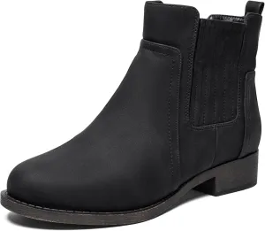 Ataiwee Women's Ankle Boots - Classic Side Zip, Cover with Buckle Strap, Round Toe, Comfortable Platform, Low Chunky Heel Comfort Slip On Fashion (Black/Dark Brown/Grey) Boots.