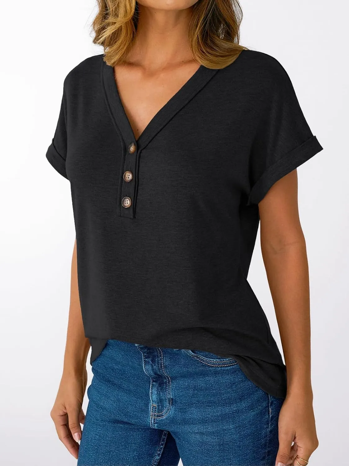 AUTOMET Short Sleeve V Neck T Shirts Womens Cap Sleeve Summer Casual Dressy Tops