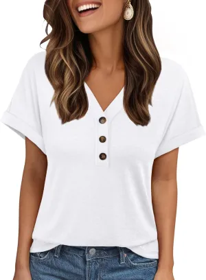 AUTOMET Short Sleeve V Neck T Shirts Womens Cap Sleeve Summer Casual Dressy Tops