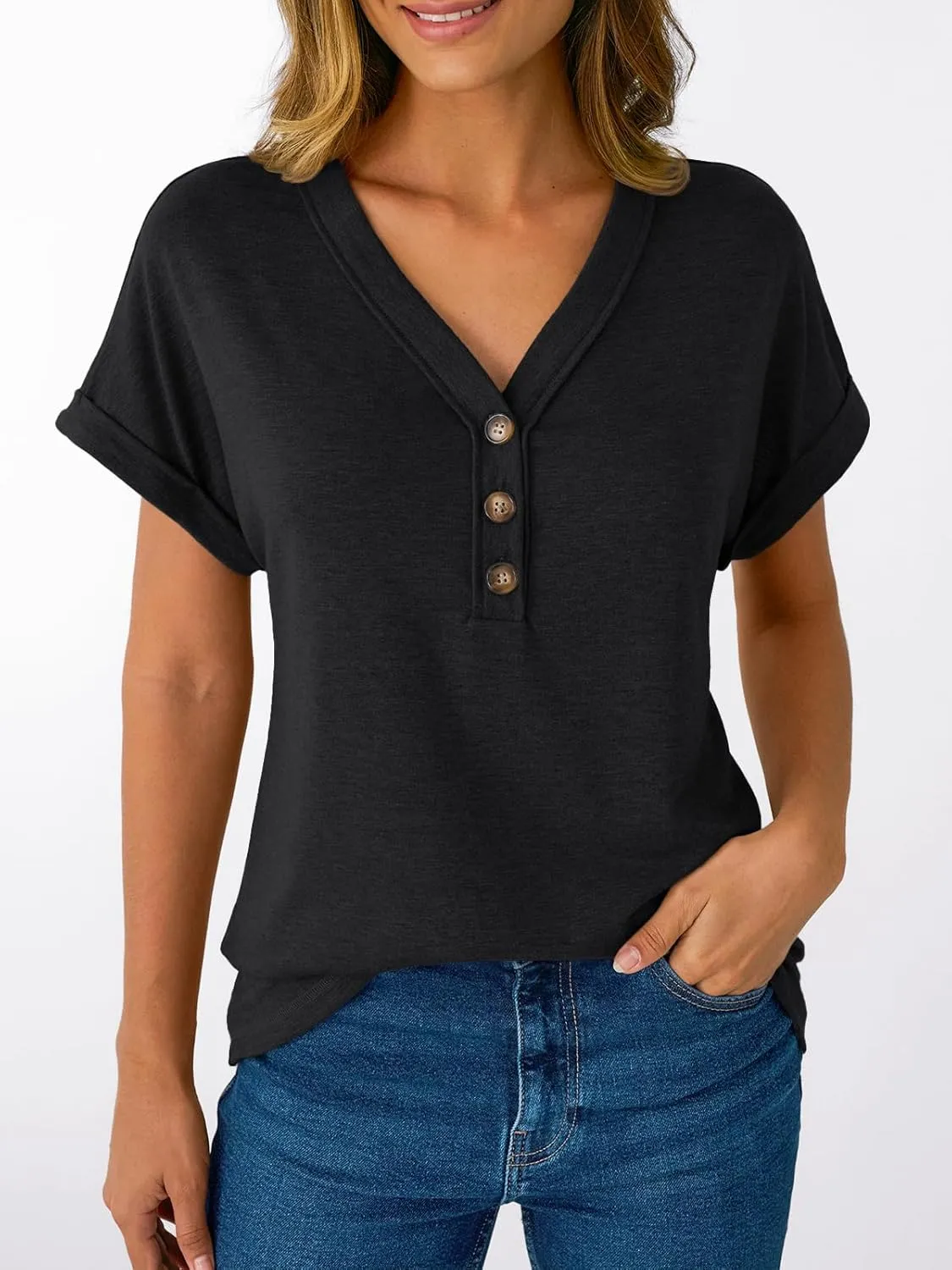 AUTOMET Short Sleeve V Neck T Shirts Womens Cap Sleeve Summer Casual Dressy Tops