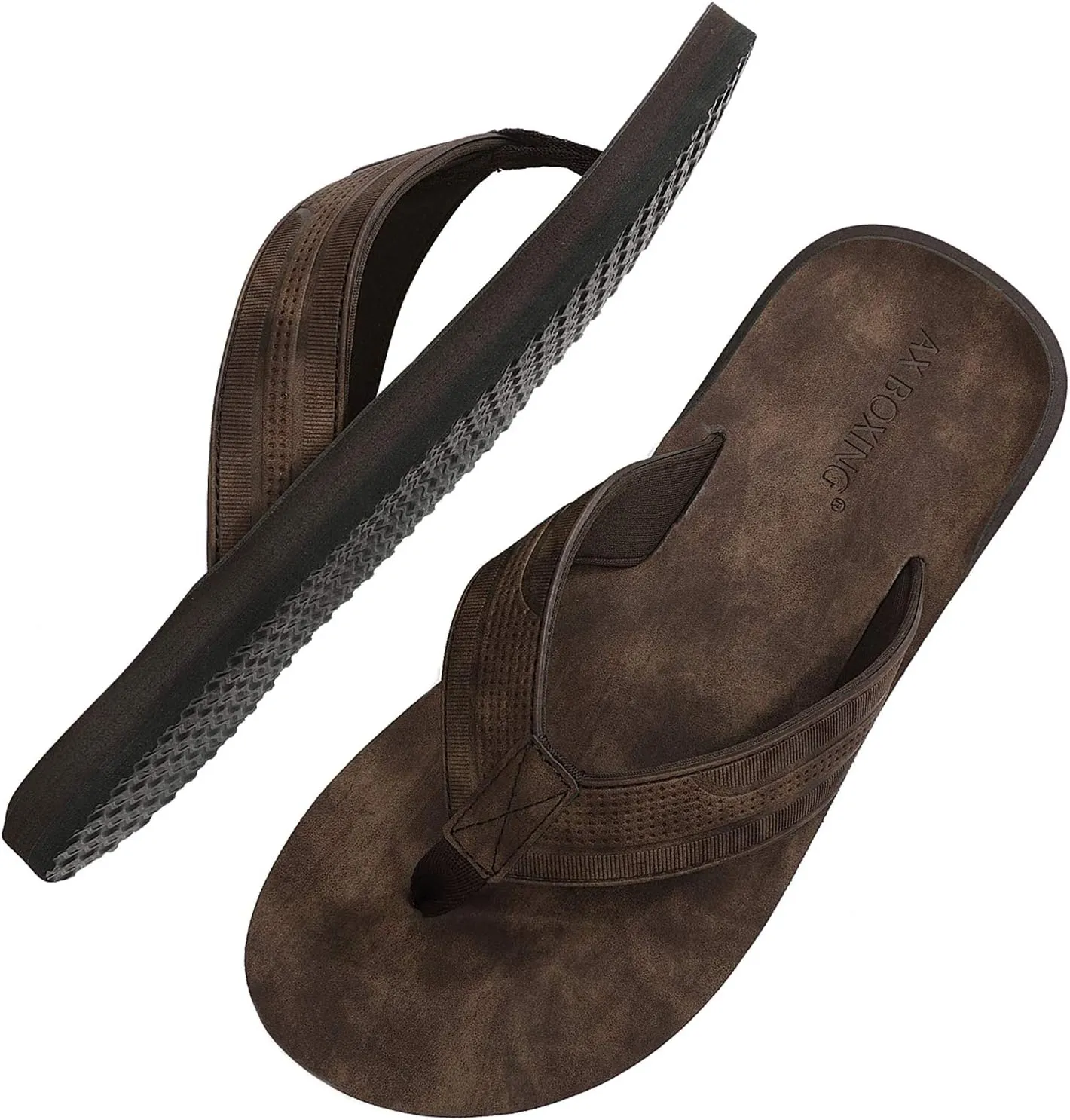AX BOXING Mens Flip Flops Leather Thong Sandals Casual Comfort Slides Slippers
