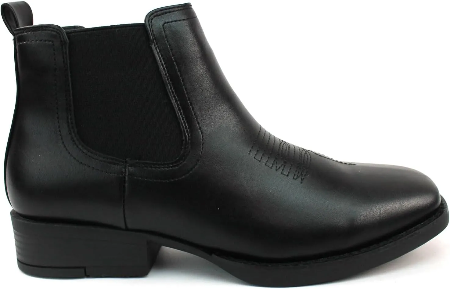 AZAR MAN Mens Western Chelsea Cowboy Ankle Boots Square Toe Pull On Leather Block Heel