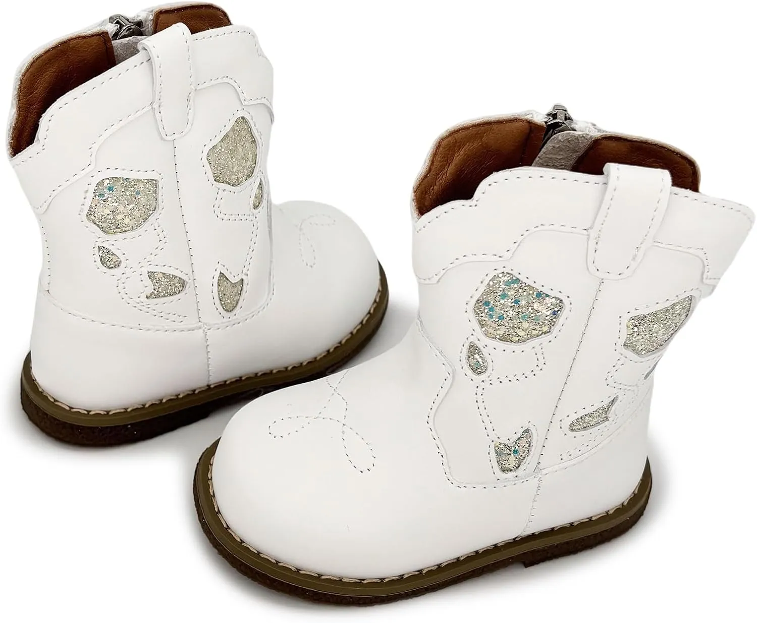 Baby Cowboy Cowgirl Boots Infant Boys Girls Western Booties Round Toe Riding Mid Calf Boots for All Seasons for 6 9 12 15 18 24 Months